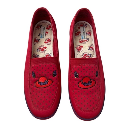 Red Hat Society Red Grasshoppers by Keds Slip on low Embroidered Women's Loafers - Picture 1 of 6